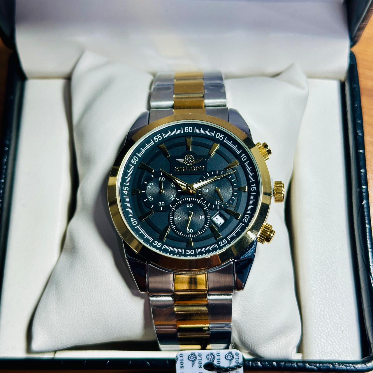 Soloni 3010 For Men - Silver Gold Black With Premium Box