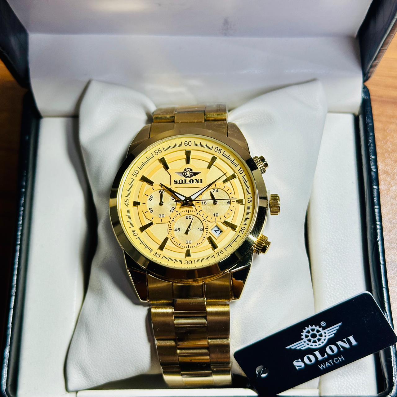 Soloni 3010 For Men - Gold With Premium Box