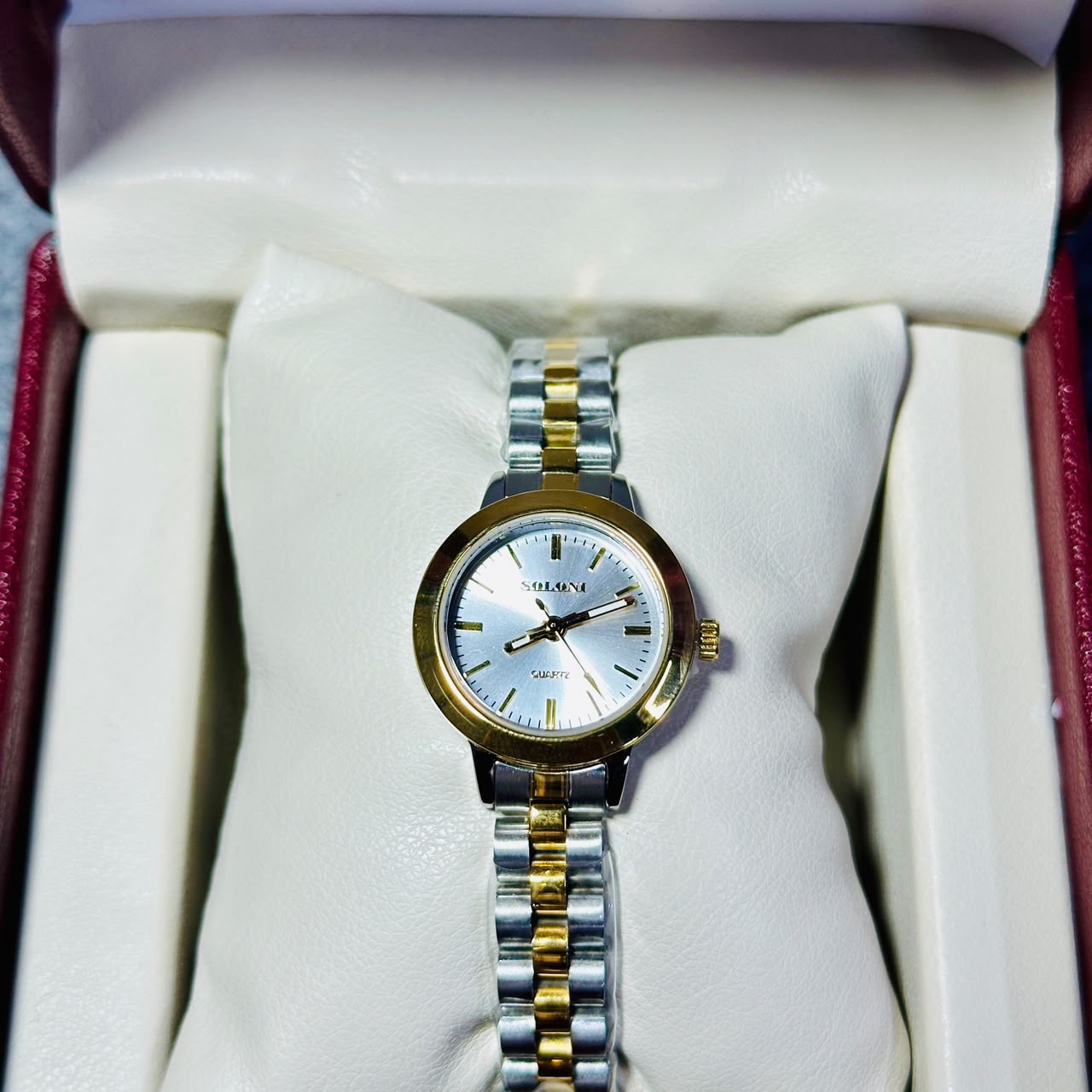 Soloni 1040 For Women -Silver Gold White With Premium Box