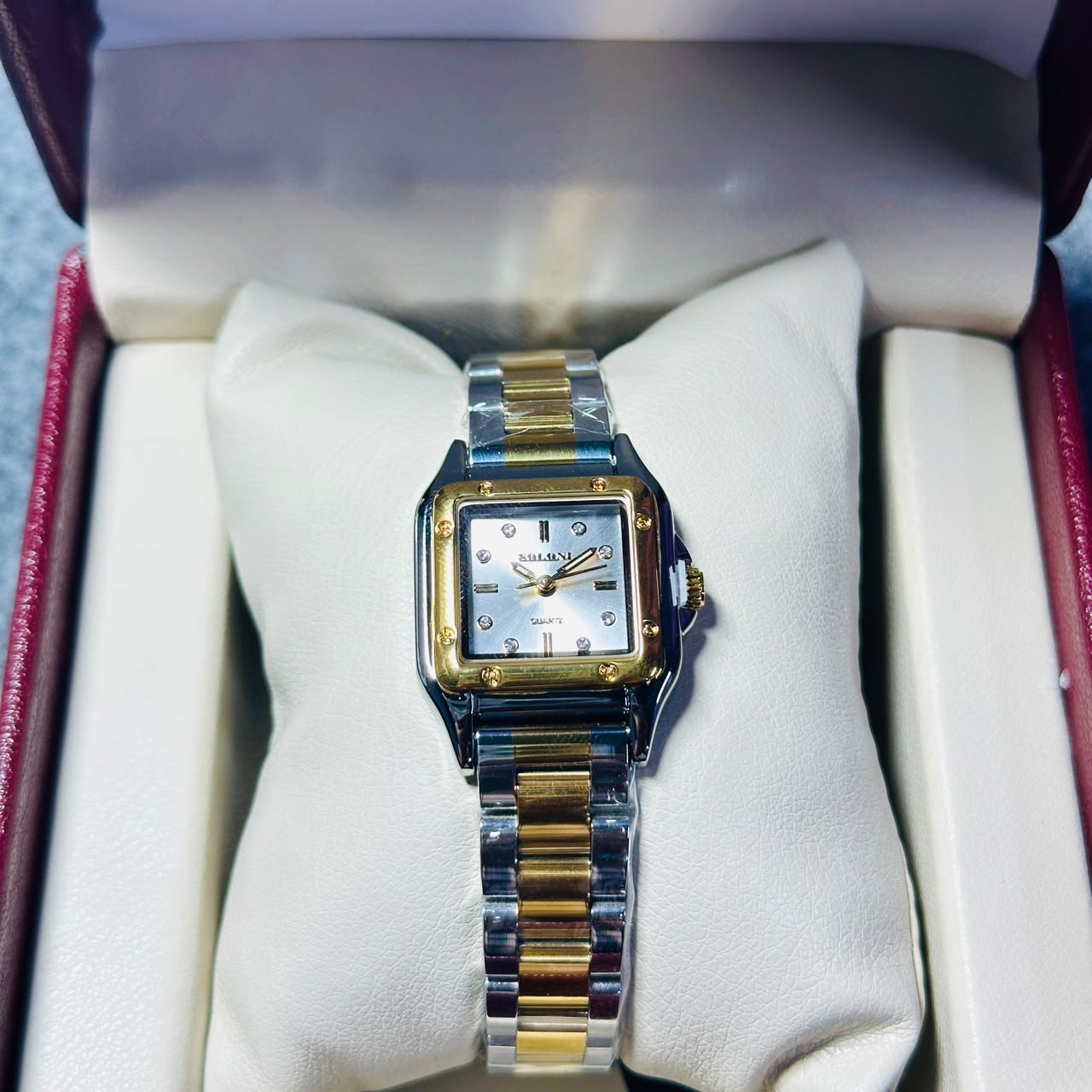 Soloni 1037 For Women -Silver Gold White With Premium Box