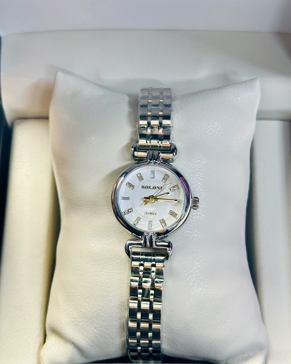 Soloni 1029 For Women - Silver white With Premium Box