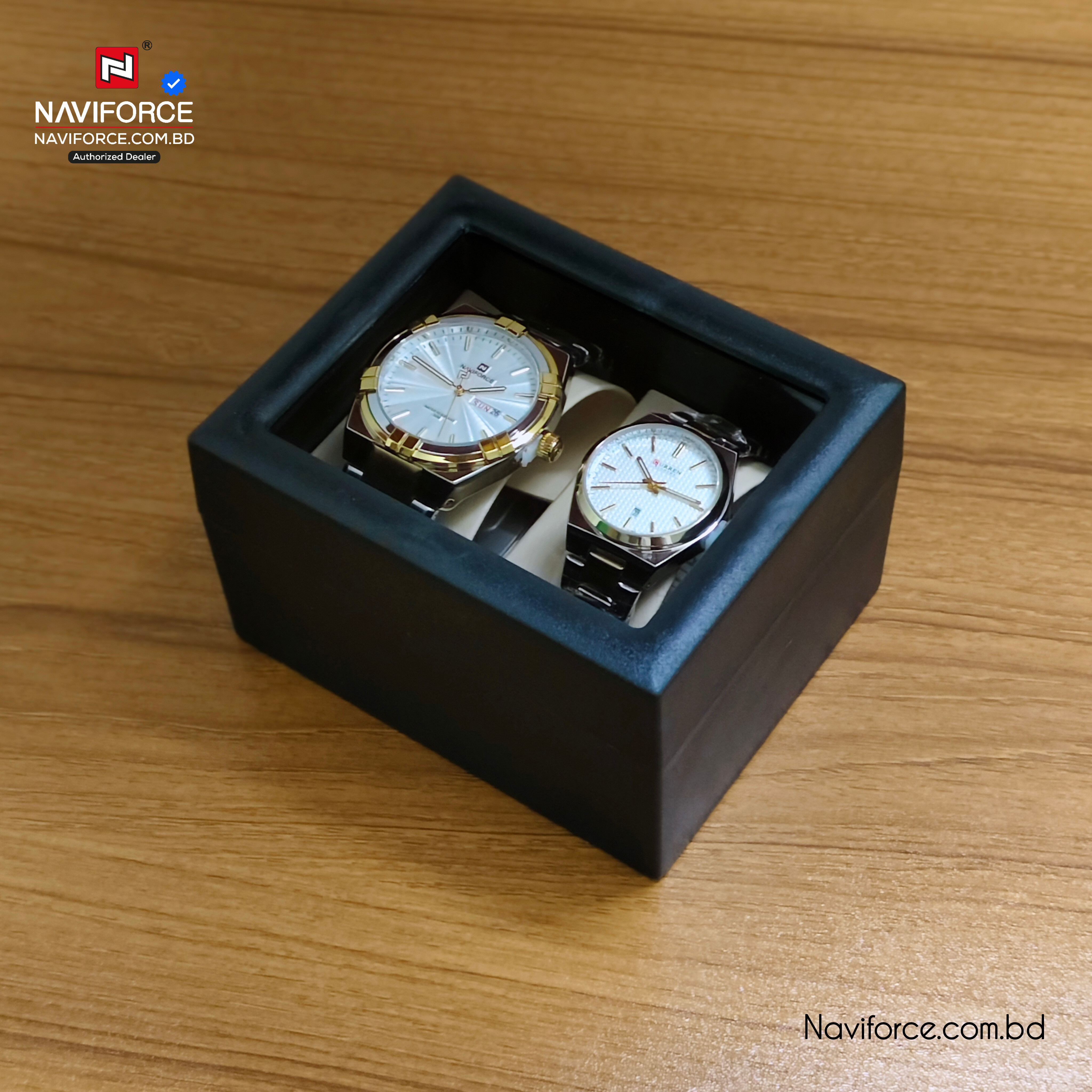 Plastic Watch Box Couple Watch Slot - Black
