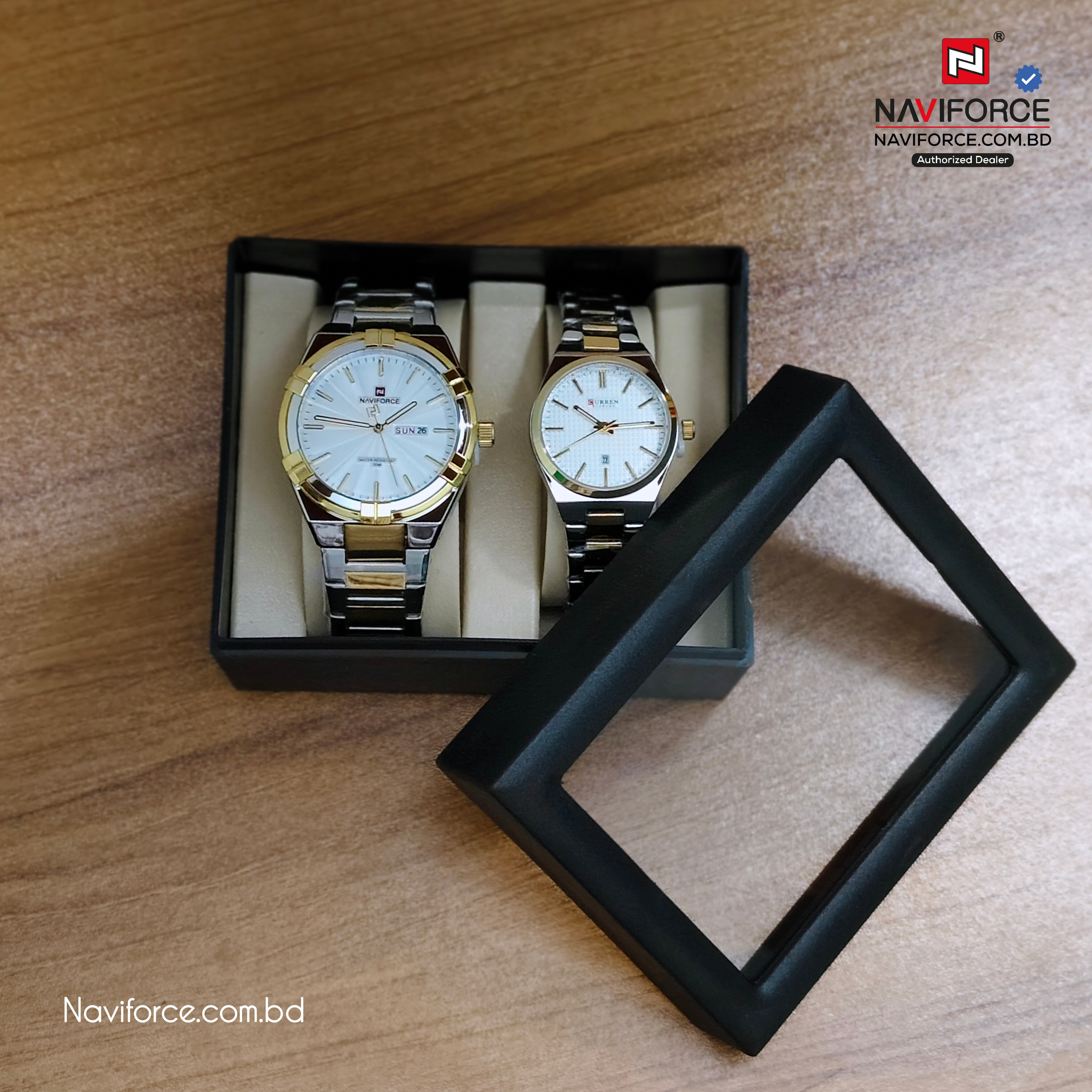 Plastic Watch Box Couple Watch Slot - Black