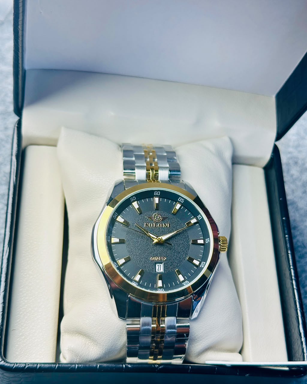 Soloni 1006 M For Men - Silver Gold Black with Premium Box