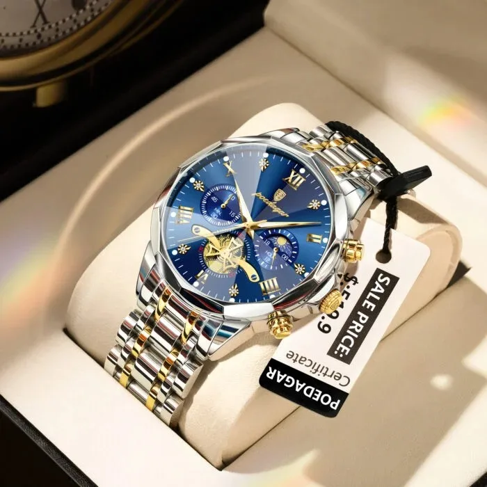 Poedagar 938 For Men - Silver Gold Blue