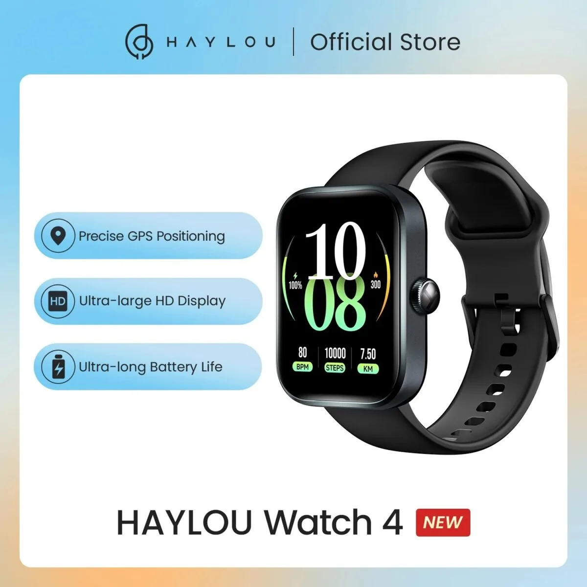 Haylou Watch 4 Smart Watch with GPS – Black