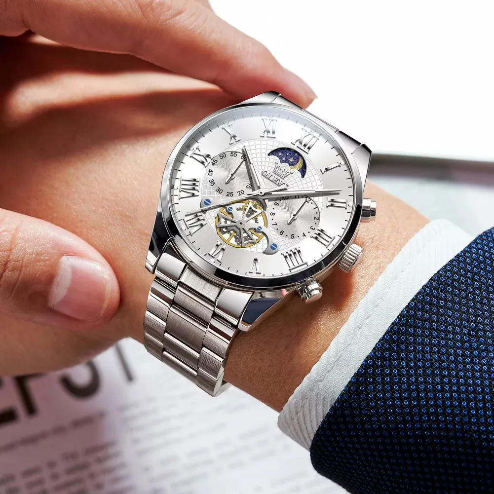 Olevs 3640 CH For Men – Silver