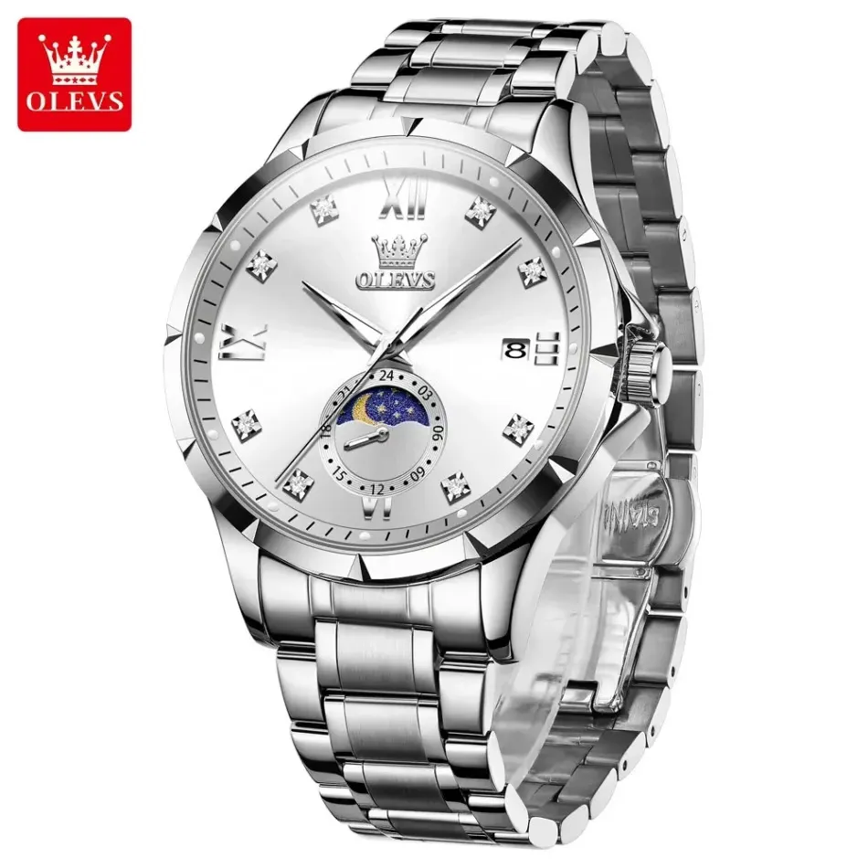 Olevs 2956 CH – Silver White For Men