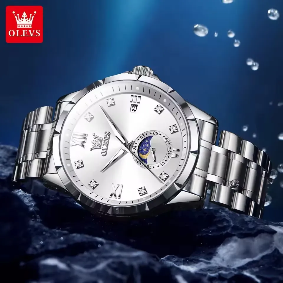Olevs 2956 CH – Silver White For Men