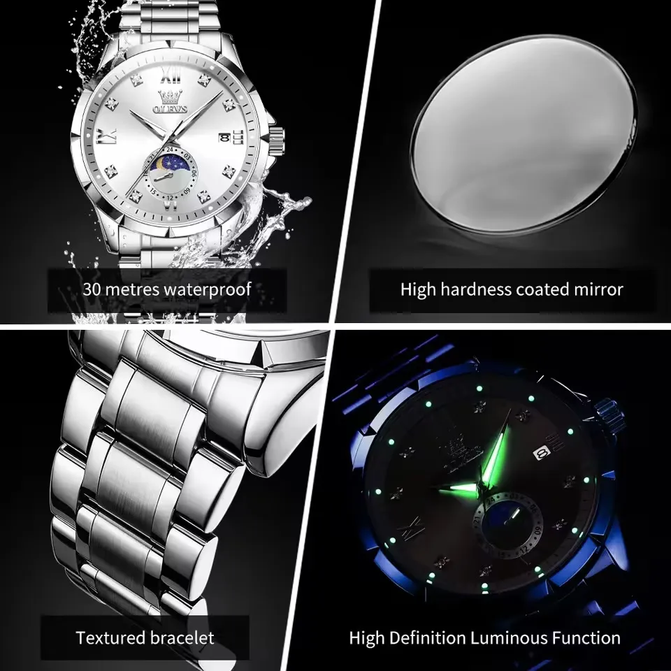 Olevs 2956 CH – Silver White For Men