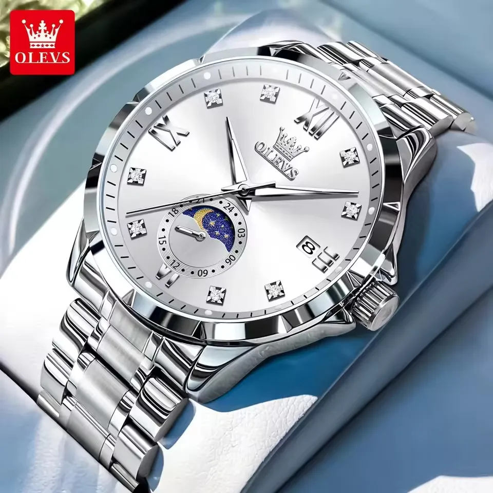 Olevs 2956 CH – Silver White For Men