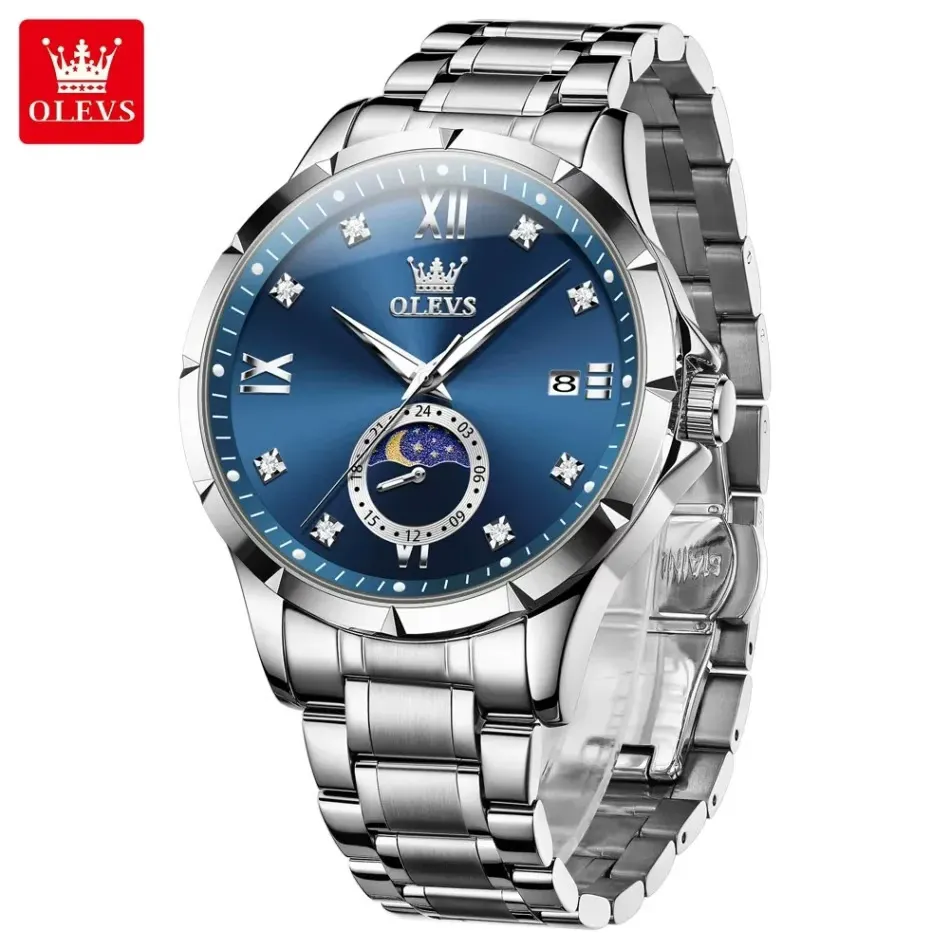 Olevs 2956 CH – Silver Blue For Men