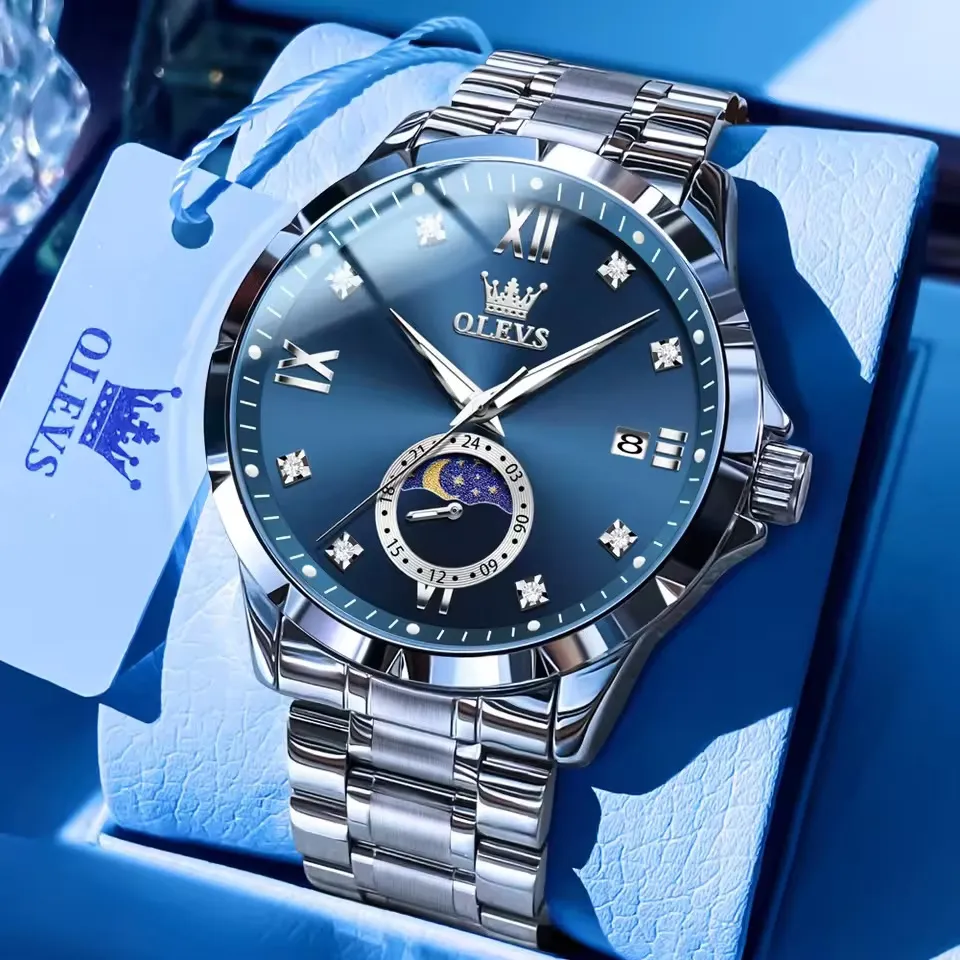 Olevs 2956 CH – Silver Blue For Men