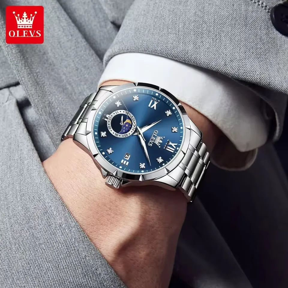Olevs 2956 CH – Silver Blue For Men
