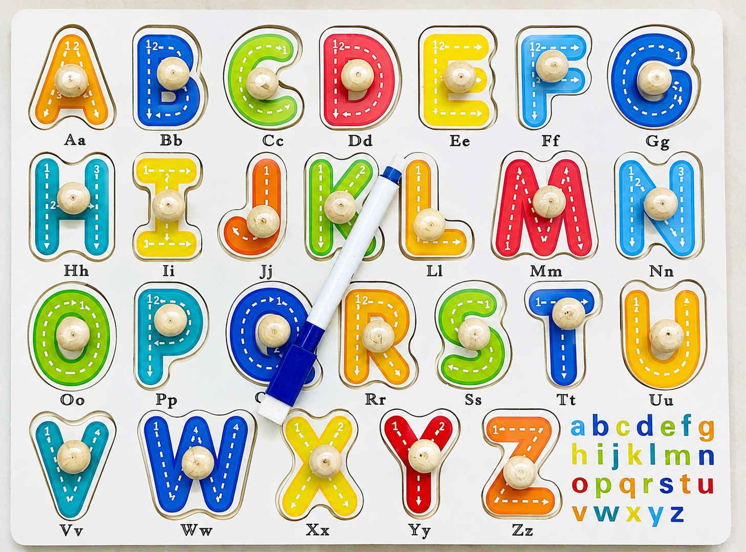 English, ABCD Wooden Alphabet Puzzle Board