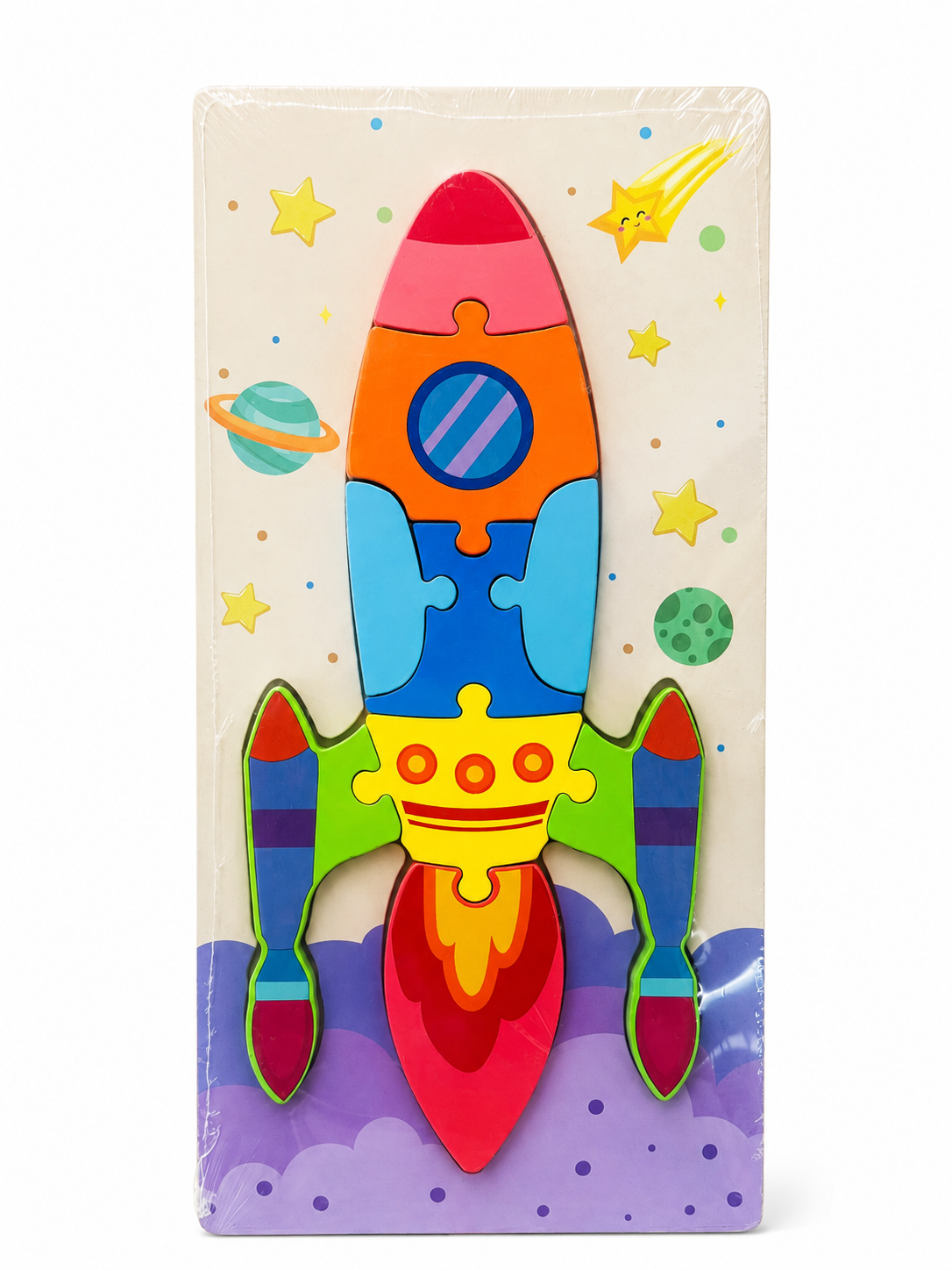 Wooden Rocket Puzzle Board