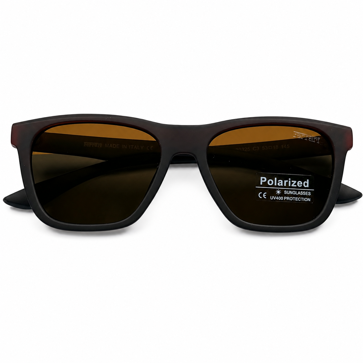 Ferrari Square shape Polarized Sunglasses 30325 C3 - Brown Matte Grade A