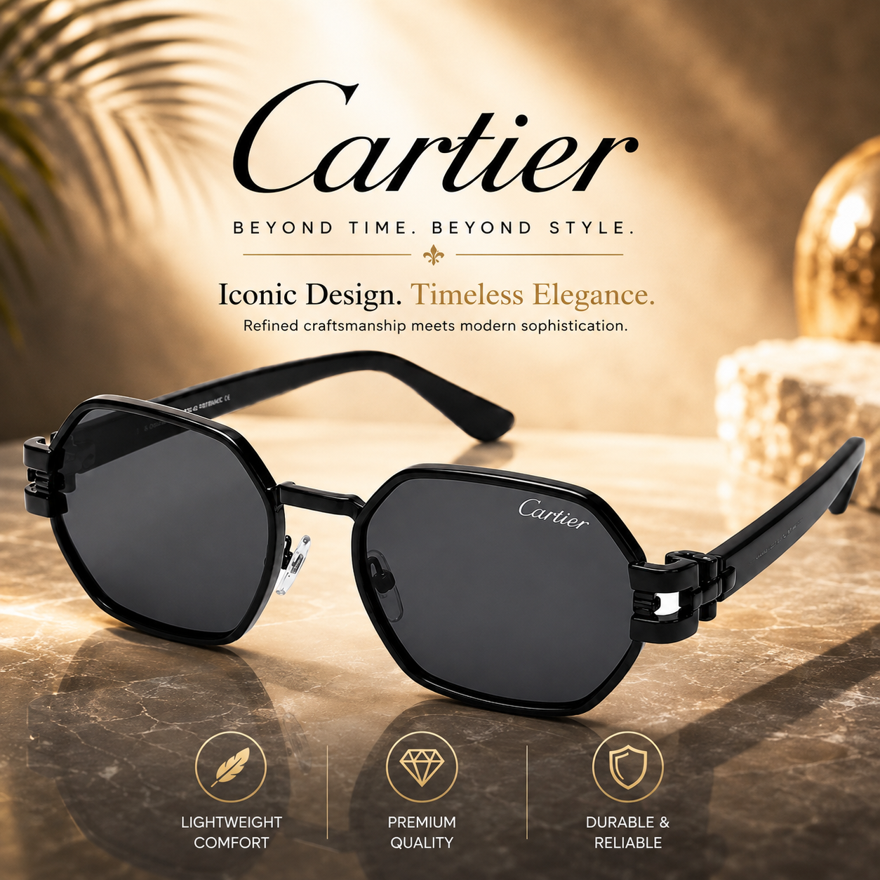 Cartier Sunglass Inspired Design - Black