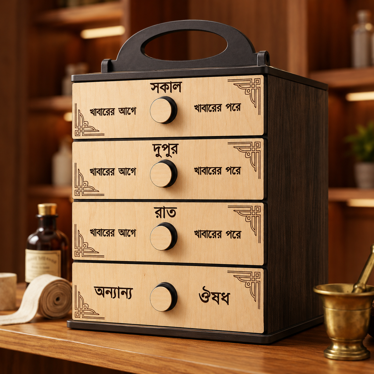 Wooden Medicine Box 