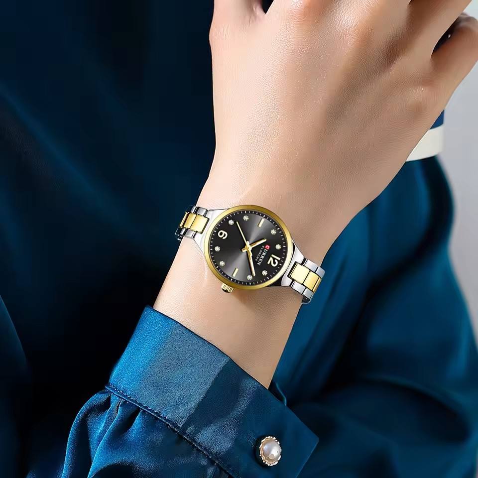 Curren 9105 Ladies Watch - Silver Gold Black 