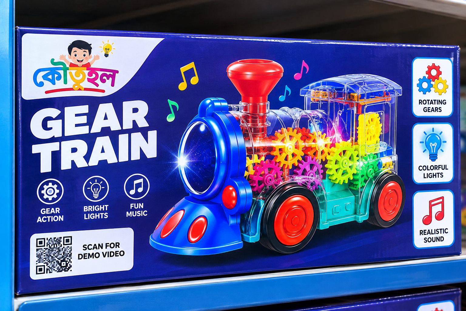 Electric Transparent Gear Train Universal Walking Train