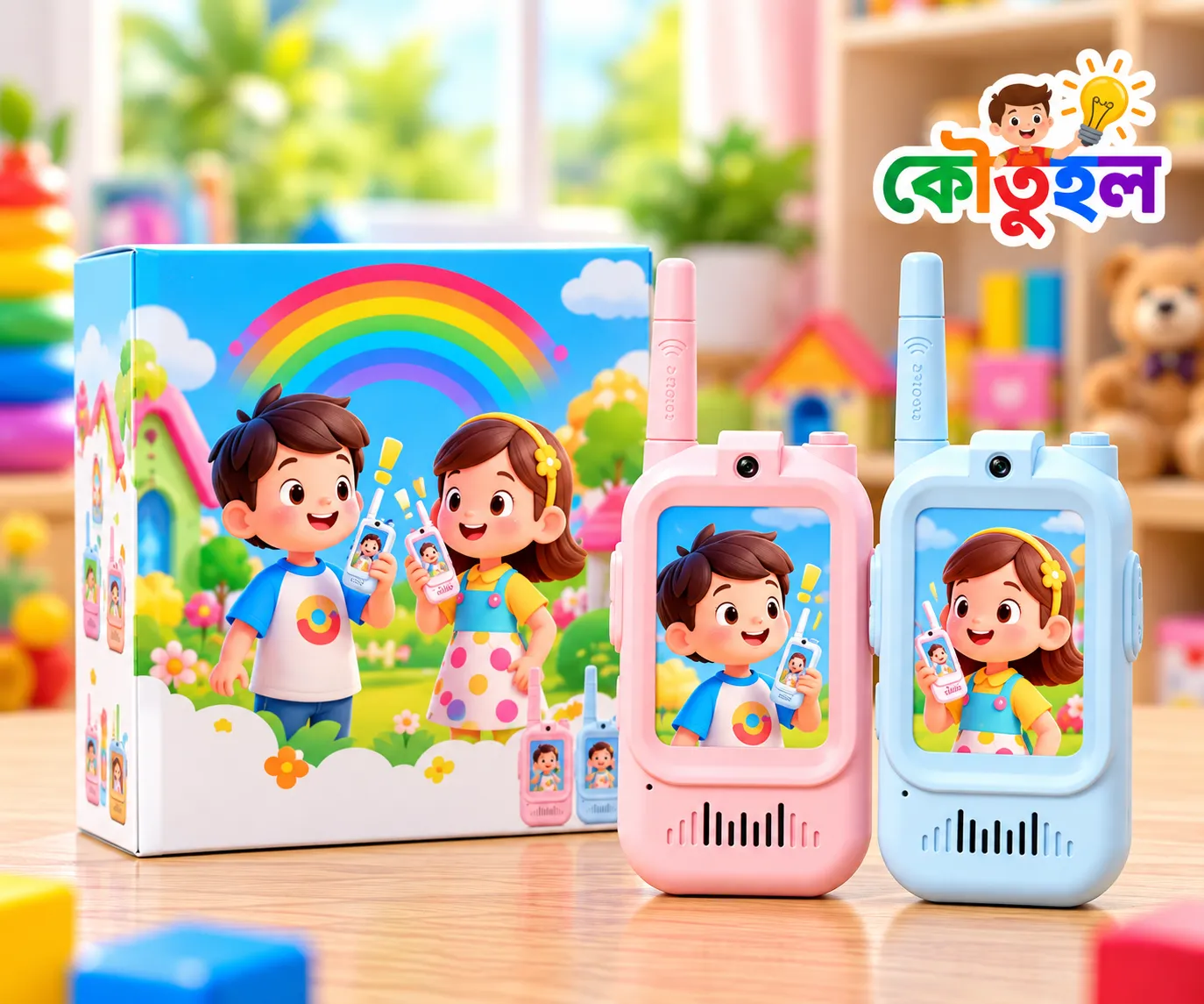 Video Walkie Talkies For Kids With HD Camera, Voice Changer & Screen Display, Rechargeable Long Range Intercom