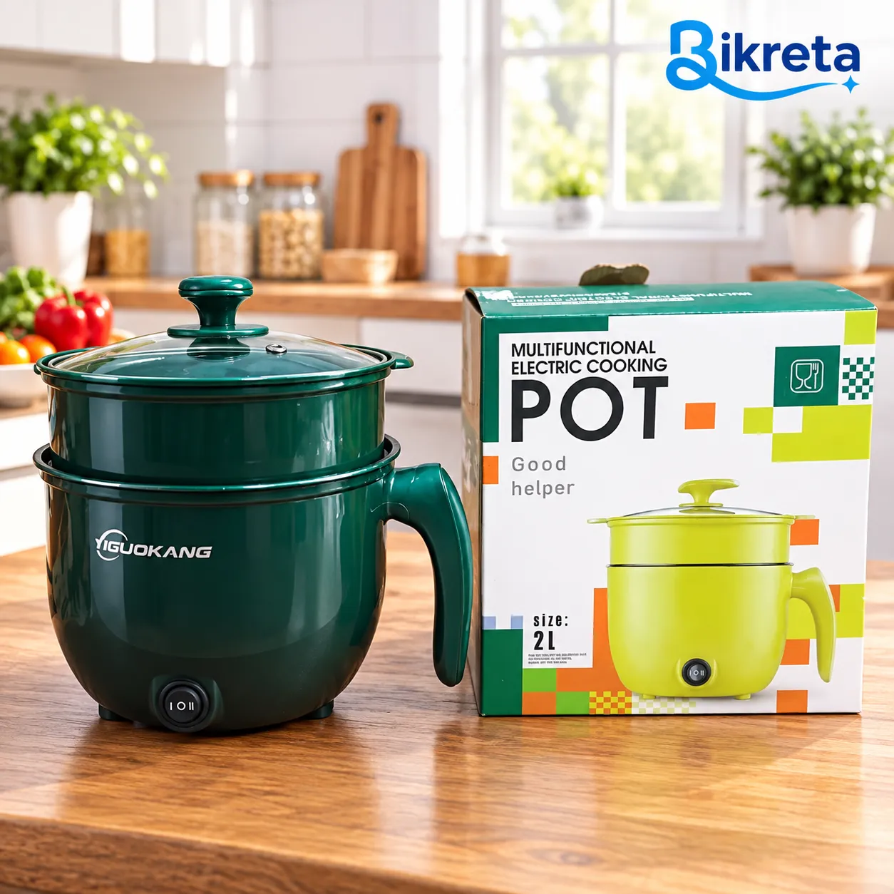 GUOKANG Multifunctional Electric Cooking Pot – 2L