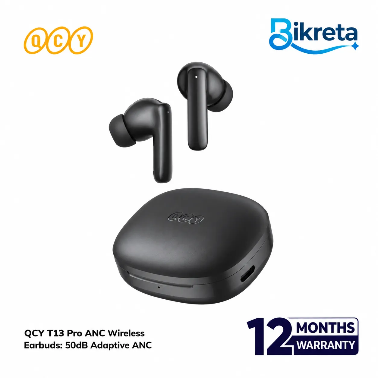 QCY T13 Pro ANC Wireless Earbuds: 50dB Adaptive ANC ( HT23 )