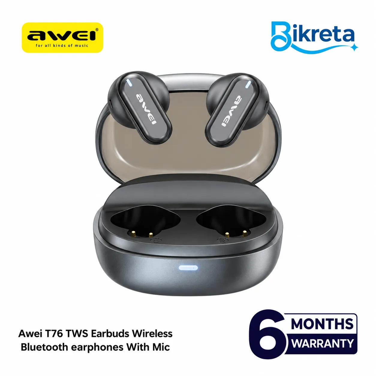 Awei T76 TWS Earbuds Wireless Bluetooth earphones With Mic
