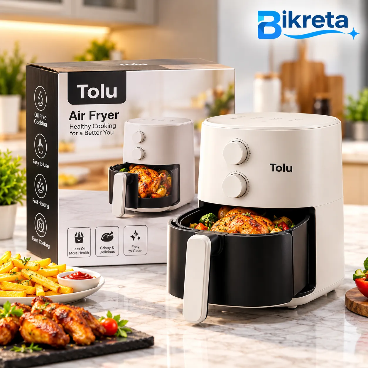 Tolu Air Fryer – Manual Control Oil-Free Electric Fryer