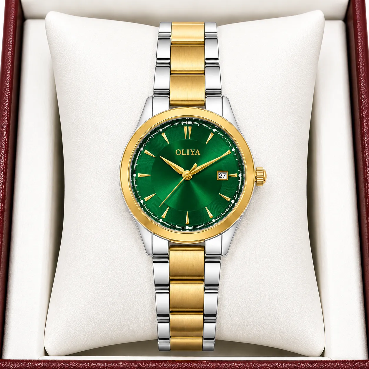 Oliya 835 Ladies Watch -Silver Gold Green