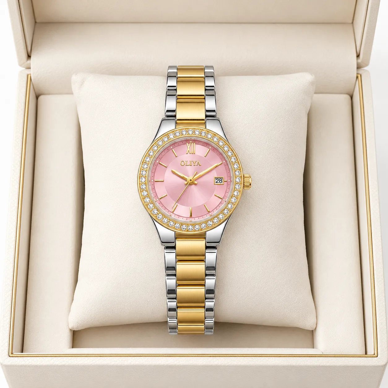 Oliya 832 Ladies Watch -Silver Gold Pink