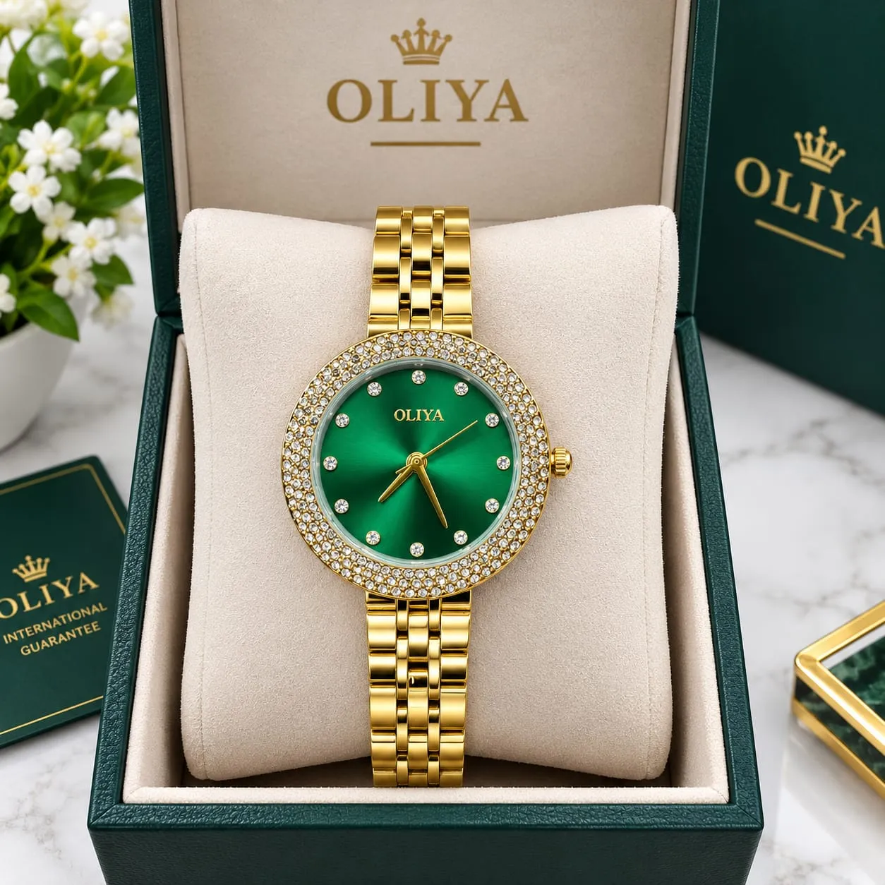 Oliya 6802 Ladies Watch - Gold Green 
